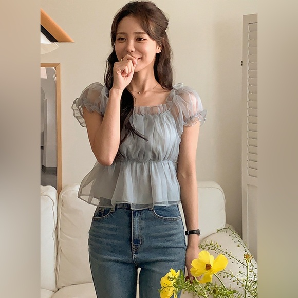 Mint gauzy blouse - Picture 1 of 4